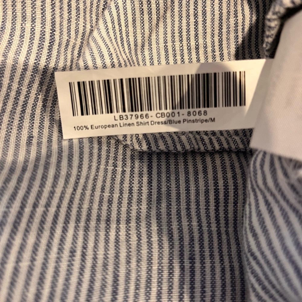 Quince 100% European Linen Shirt Dress Medium Blue White Pinstriped EUC Striped - Picture 10 of 12